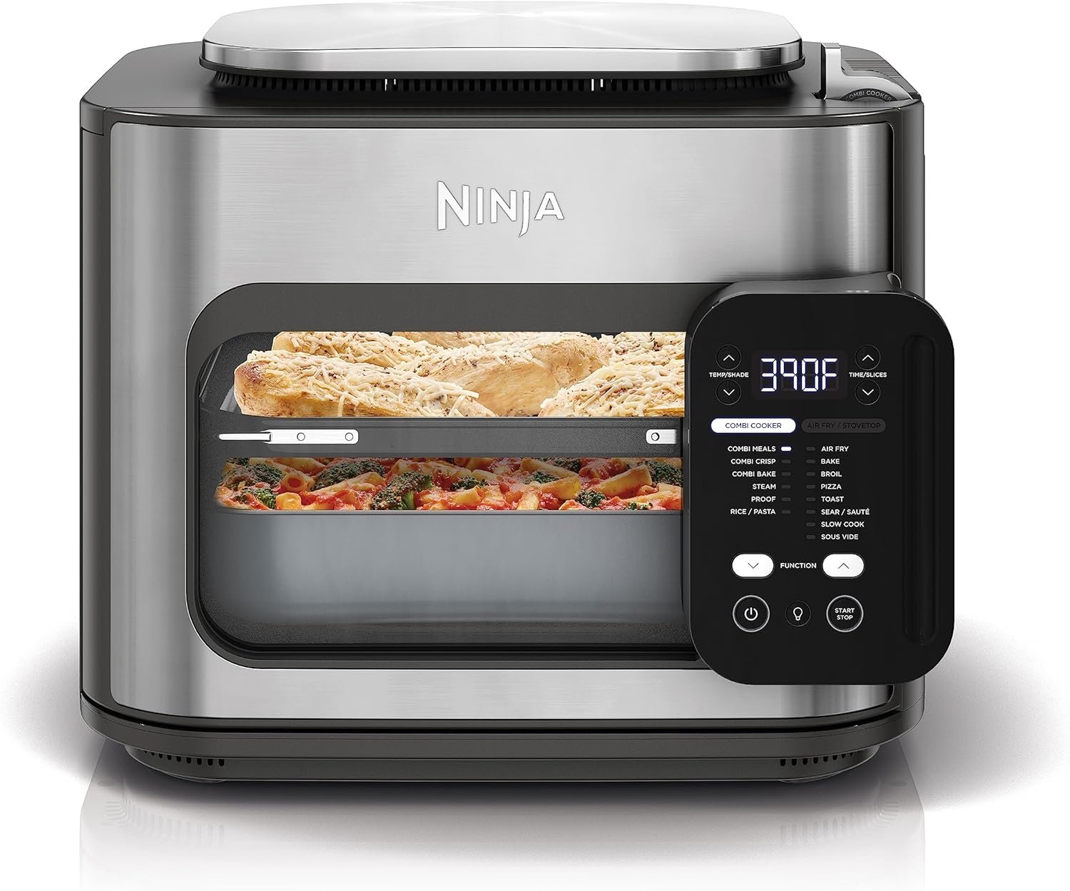 Ninja® Combi™ All-in-One Multicooker & Air Fryer, Stainless Steel, SFP701 | Cooks complete family meals in 15 mins, HyperSteam + Air Fry, 14-in-1, Bake, Roast, Slow Cook & more, 3 accessories included.