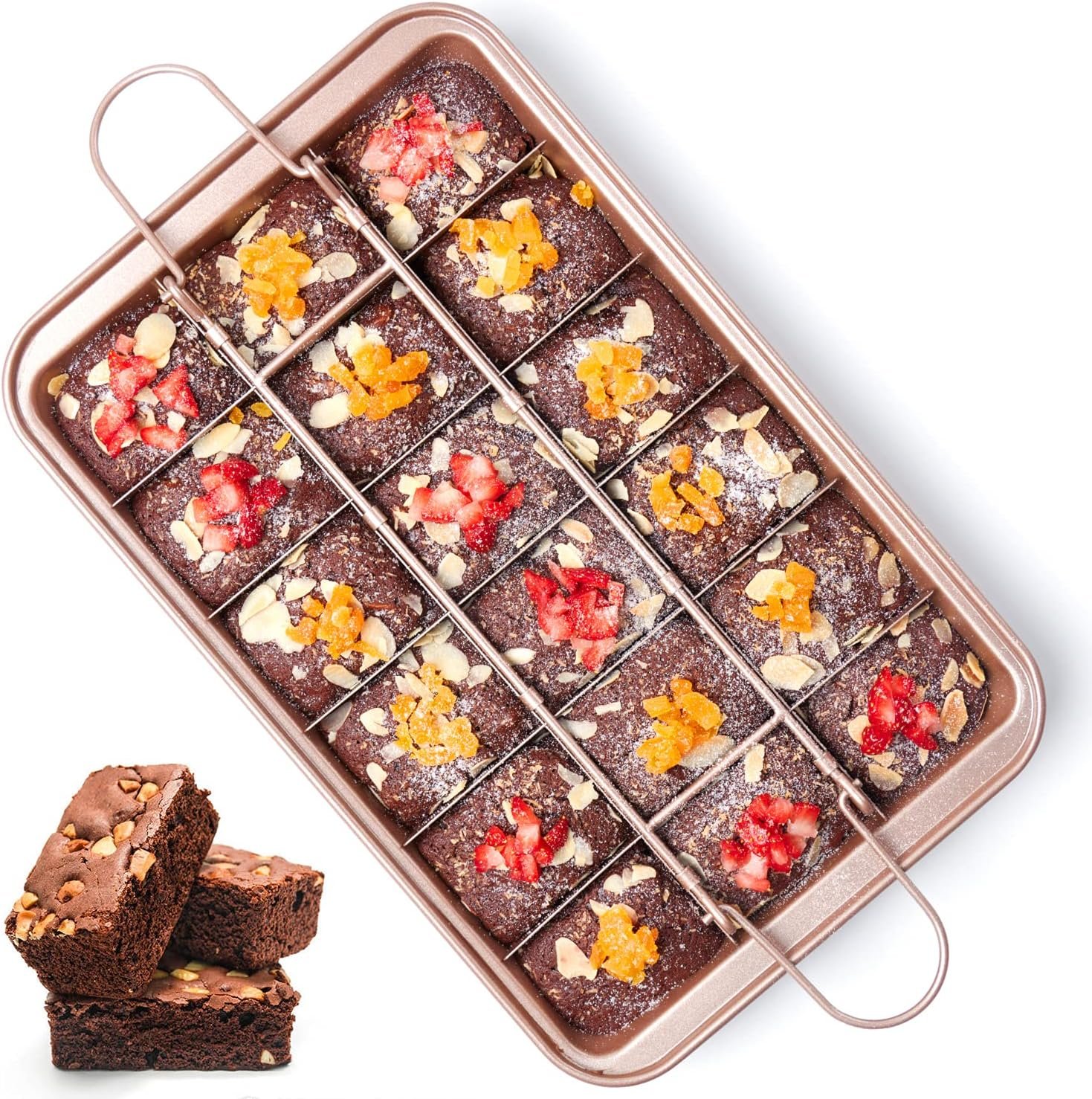 Brownie Pan with Dividers Nonstick Brownie Pans and Cutters, Make 18 Pre-cut Brownies at Once Perfect Individual Brownie Baking Pan All Edge – 12 X 8 X 1.6 Inches