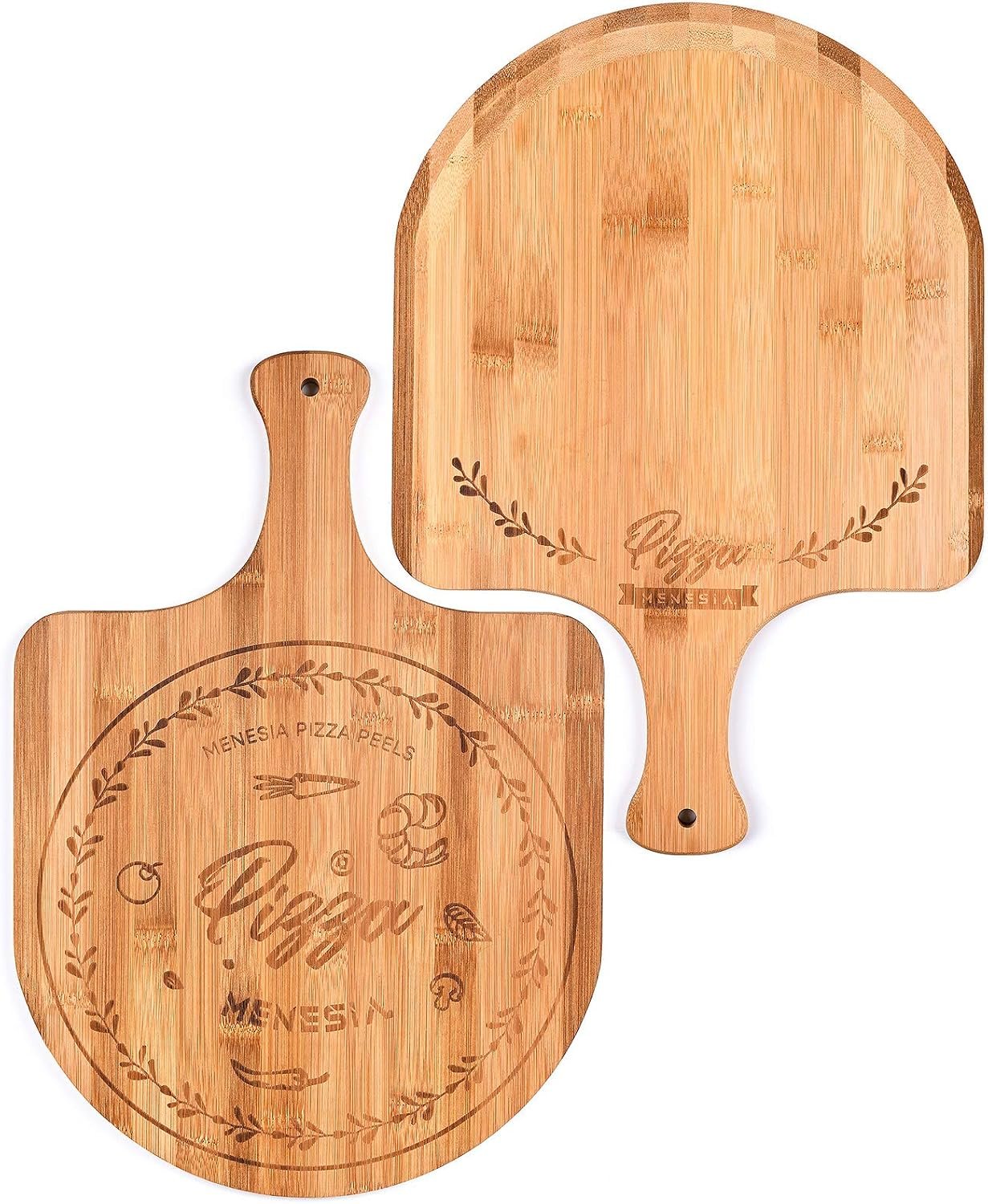 12 Inch Premium Bamboo Pizza Peel with Handle | Wooden Pizza Paddle, Cutting Board for Fruit, Vegetables, Cheese, Bread