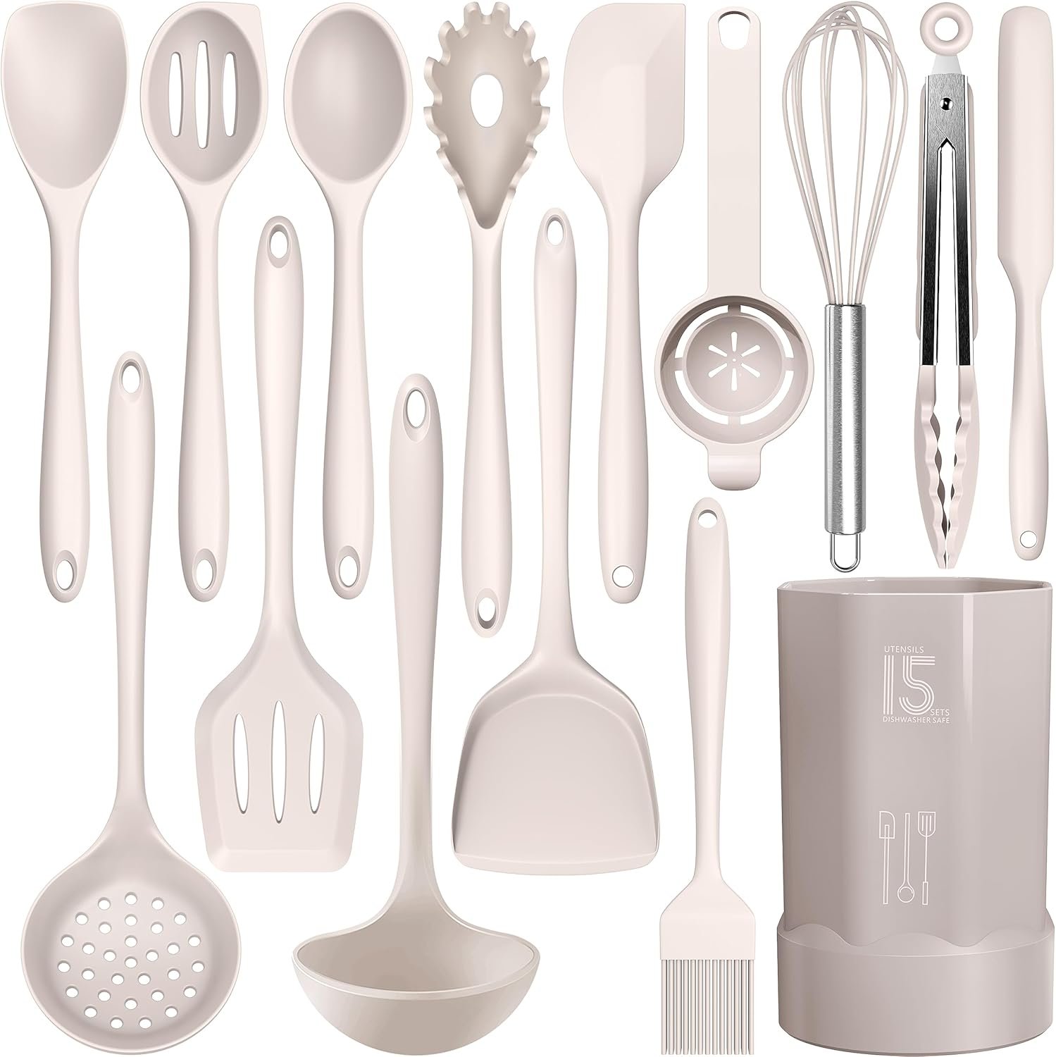 AOTHOD Silicone Cooking Utensils Set – 446°F Heat Resistant Kitchen Utensils,Turner Tongs,Spatula,Spoon,Brush,Whisk,Kitchen Utensil Gadgets Tools Set for Nonstick Cookware,Dishwasher Safe (BPA Free)
