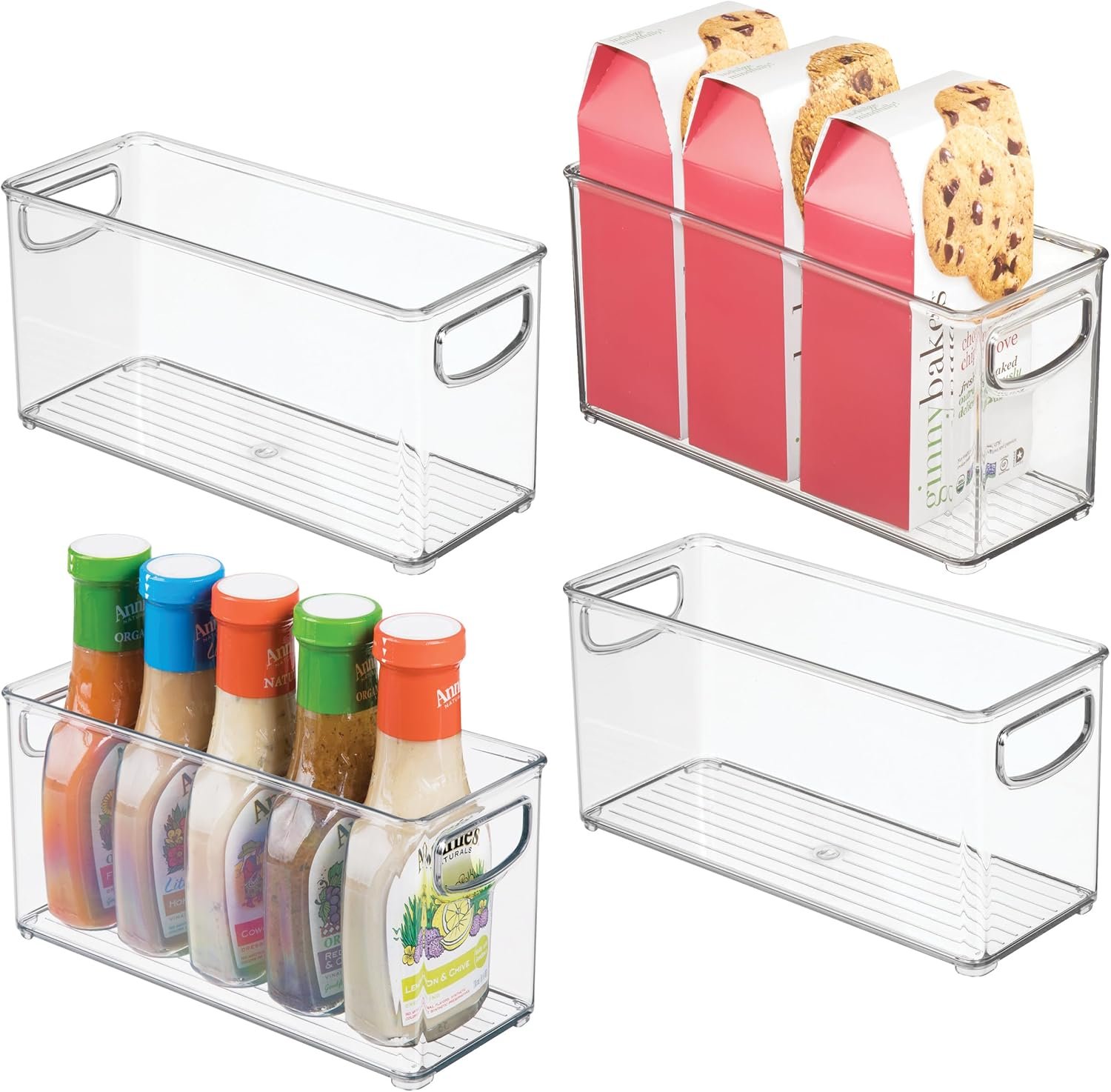 iDesign Slim Clear Plastic Stackable Storage Bin, Tall Narrow, 4-Pack | Kitchen or Pantry Organizer