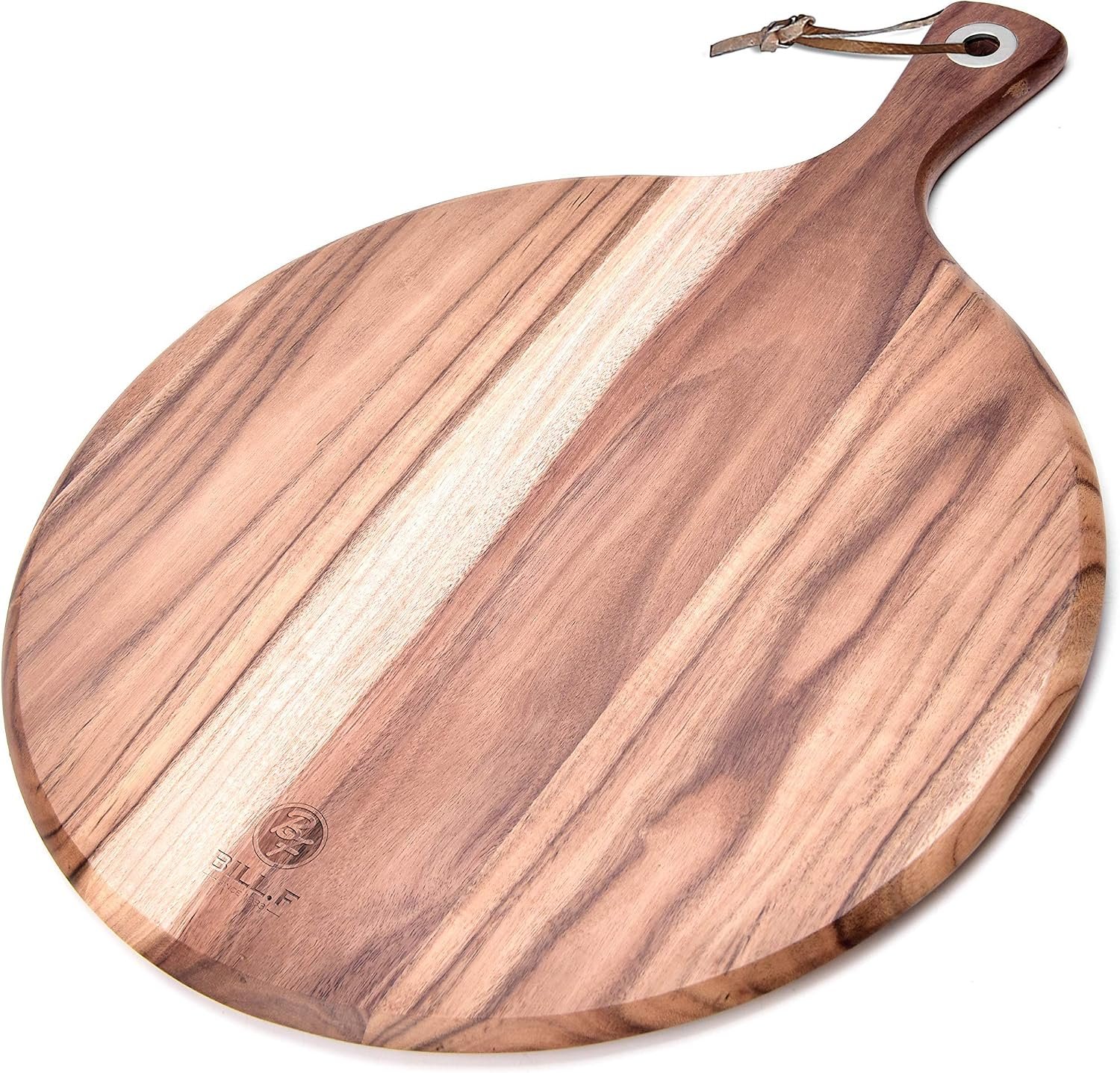 BILL.F Acacia Wood Pizza Peel,10″ Cutting Board, Cheese Paddle Board, Bread and Crackers Platter for Serving and Minor Food Prepare with Handle – 14x 10 x 0.5 Inch