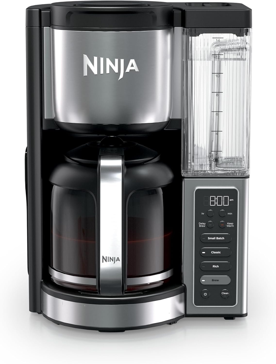 Ninja Fresh Brew Coffee Maker, 14 Cup Glass Carafe, Stainless Steel, CE451 | Programmable, Classic & Rich brew, 70-oz. Removable Water Reservoir, Small Batch, 24-hr Delay Brew, Adjustable Warming Plate