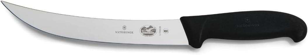 Victorinox Fibrox 8-Inch Curved Breaking Knife – Pro Butcher Slicing Knife | Swiss made stamped stainless steel blade with a non-slip ergonomic handle, NSF approved and dishwasher safe meat knife