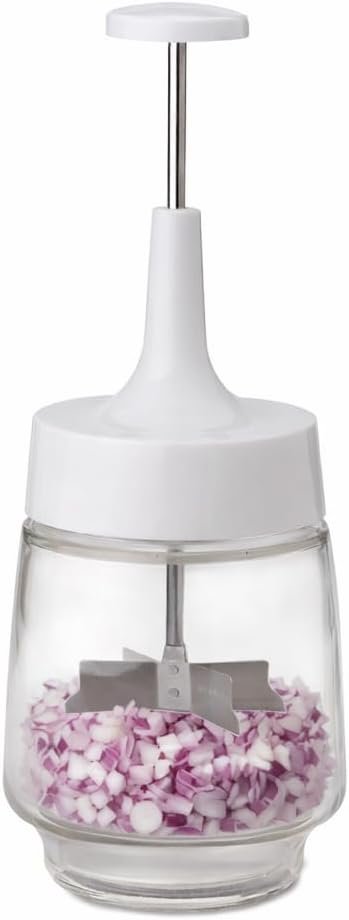 HIC Kitchen Old Fashioned Onion Chopper, Glass, 18/8 Stainless Steel Plane-Edge Blades For Onions, Eggs, Product, Nuts