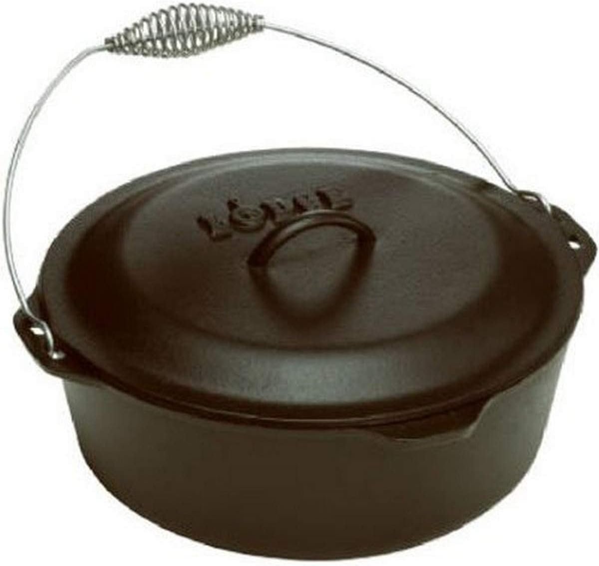 Lodge Seasoned Cast Iron Dutch Oven with Bail Handle – Heavy Duty Campfire Ready Cooking Pot with Lid for Indoor& Outdoor Cooking – 7 Quart