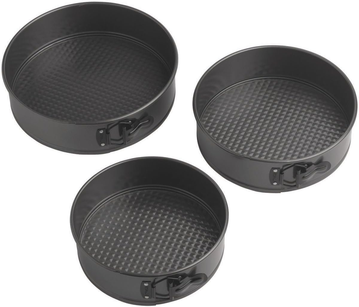 Wilton Gold Non-Stick Springform Pan Set, Made Without PFAS, 8, 9, 10 in. | Non-Stick Steel with Scratch-Resistant Coating, Resists Warping, Dishwasher Safe, Perfect for Springform Cheesecakes & Tarts