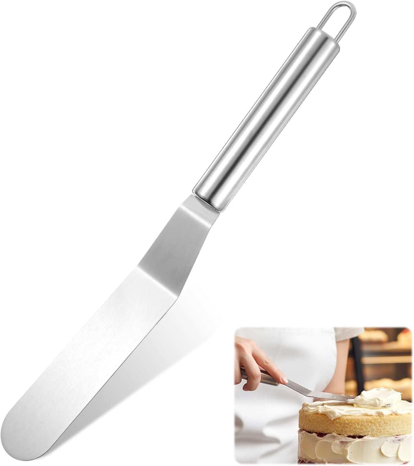 6″ Offset Spatula, Stainless Steel Icing Spatula Angled Cake Spatulas Cake Icing Tools with Sturdy Handle Frosting Spatulas for Cakes Decorating, Baking, Pastry