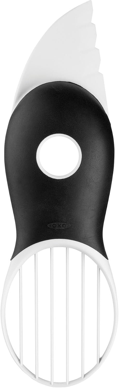 OXO Good Grips 3-in-1 Avocado Slicer, White | Removes pits cleanly and slices effortlessly to speed up food prep, perfect for high-volume commercial catering kitchens.