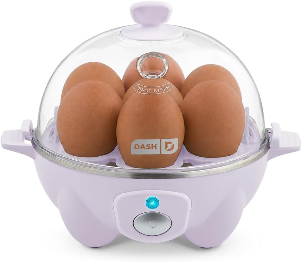 Dash Rapid Egg Cooker, 7 Hard Boiled Eggs, Lavender | Electric Egg Poacher, Boiler, Steamer & Omelette Maker Machine, Soft or Poached Eggs for Breakfast, Auto Shut-Off, BPA-Free
