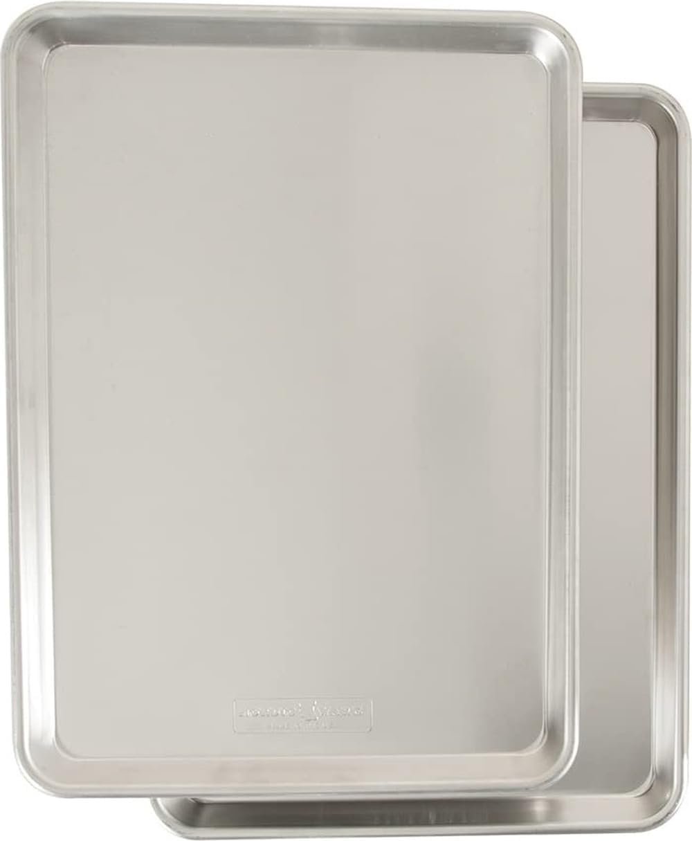 Nordic Ware Naturals Half Sheet – USA Made Aluminum Commercial Quality Sheet Pan for Baking or Roasting, Encapsulated Galvanized Steel Rim Prevents Warping, 2-Pack