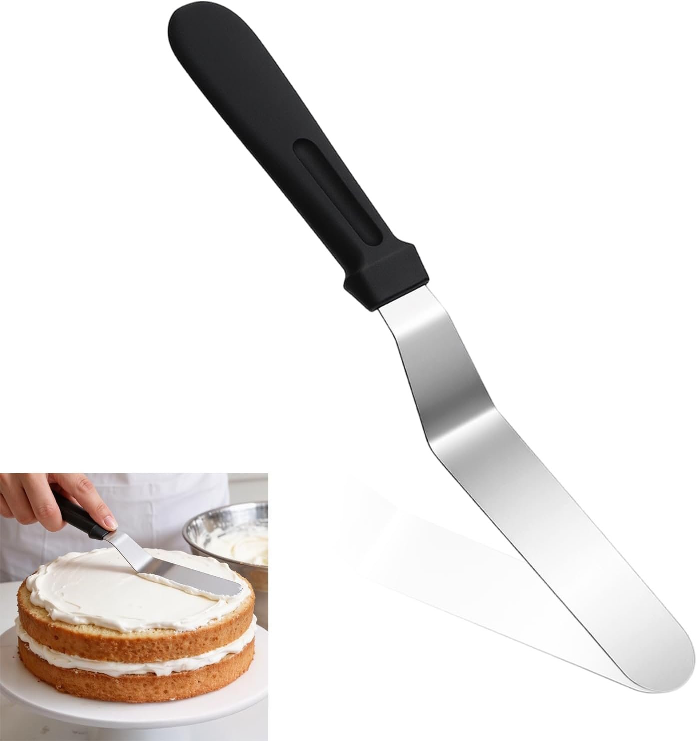 6″ Icing Spatula, Professional Offset Spatula Stainless Steel Angled Cake Spatulas Frosting Spatulas with Durable Plastic Handle Pastry Knife for Cake Decorating, Pastry, Baking