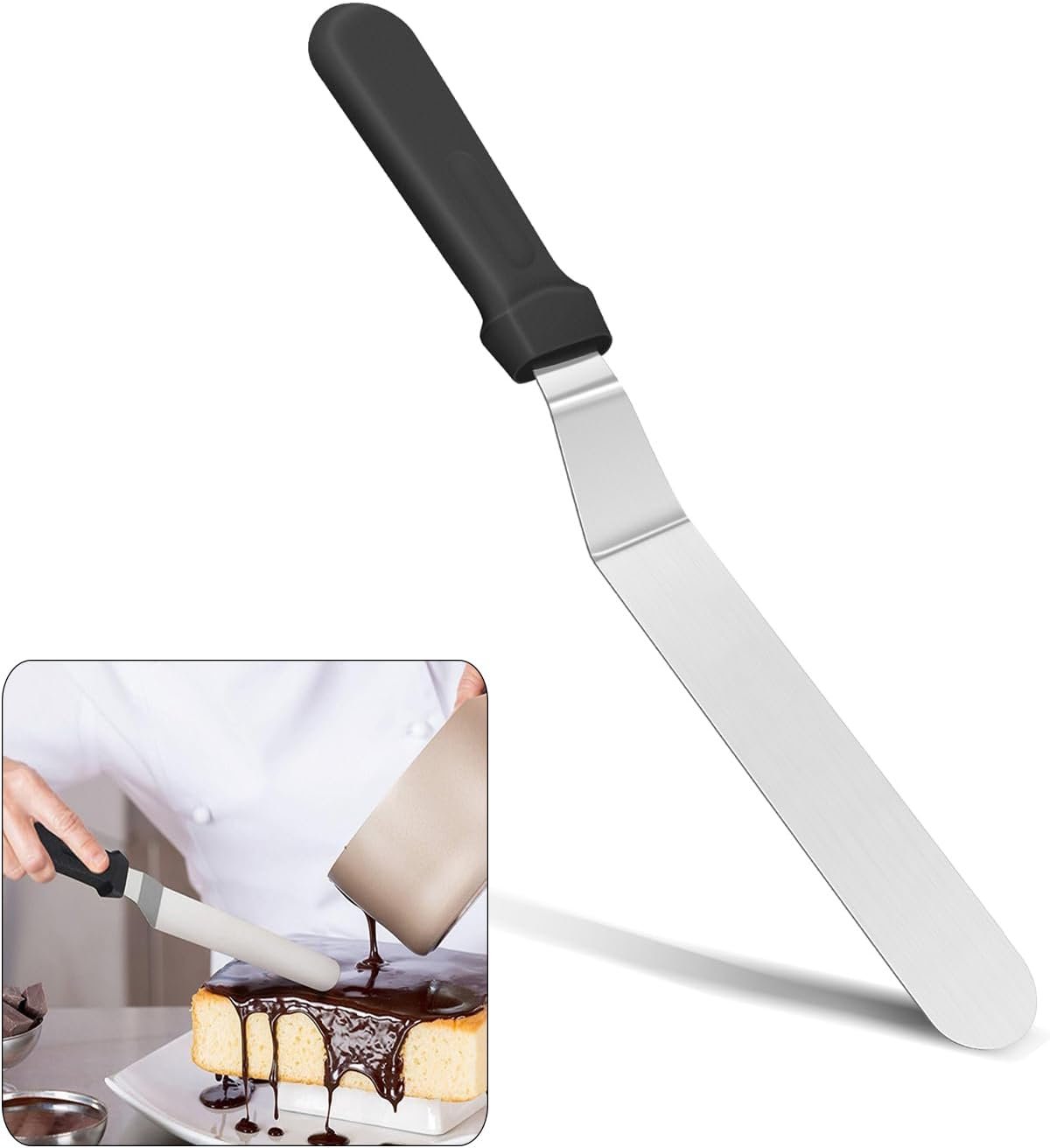 6″ Small Angled Icing Spatula, Professional Food Grade Stainless Steel Cake Spatula with Sturdy & Durable Handle, Ideal for Frosting & Decorating Cakes, Baking