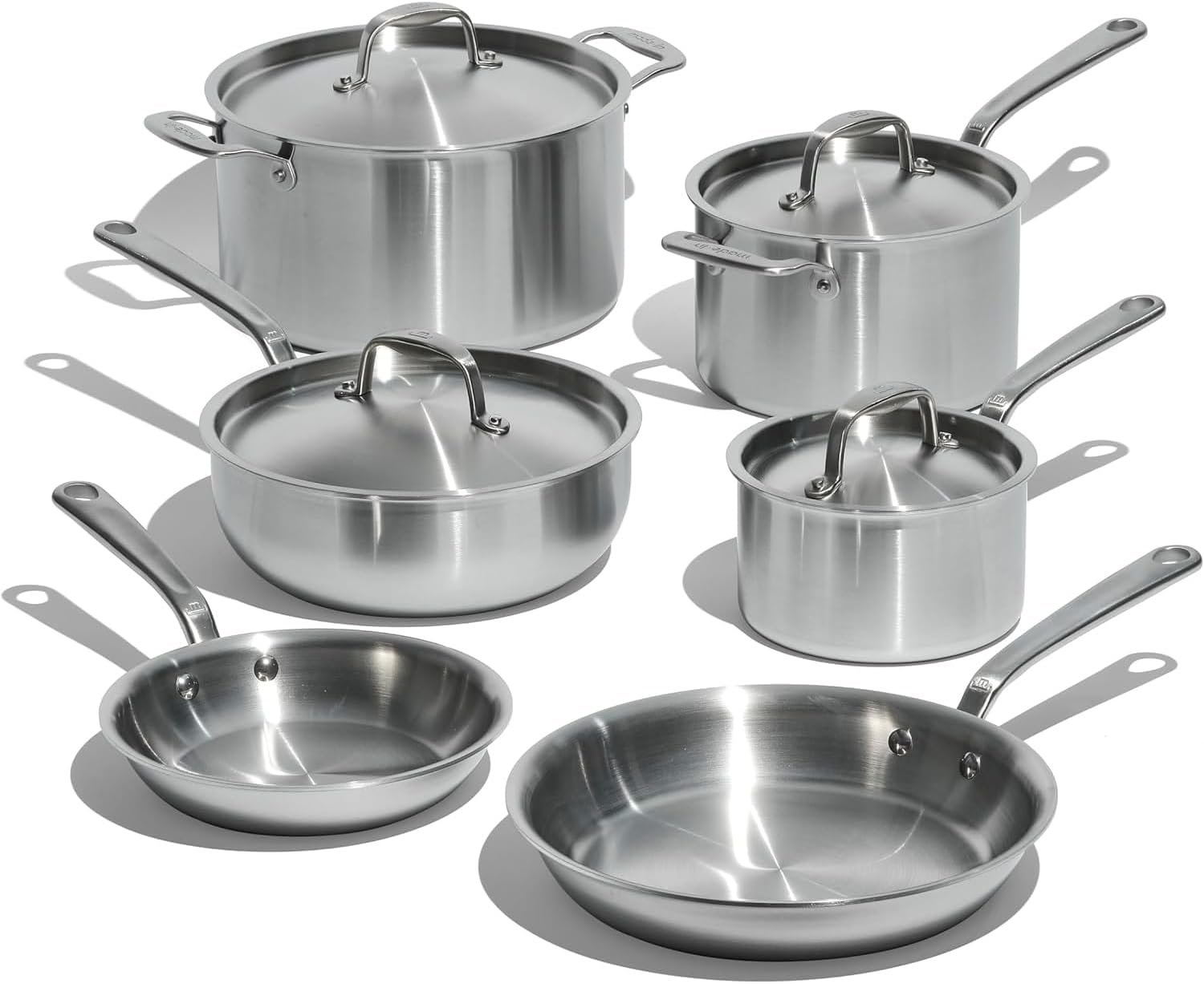 Made In Cookware – 10 Piece Stainless Steel Pot and Pan Set – 5 Ply Clad – Includes Stainless Steel Frying Pans, Saucepans, Saucier and Stock Pot W/Lid – Professional Cookware – Crafted in Italy
