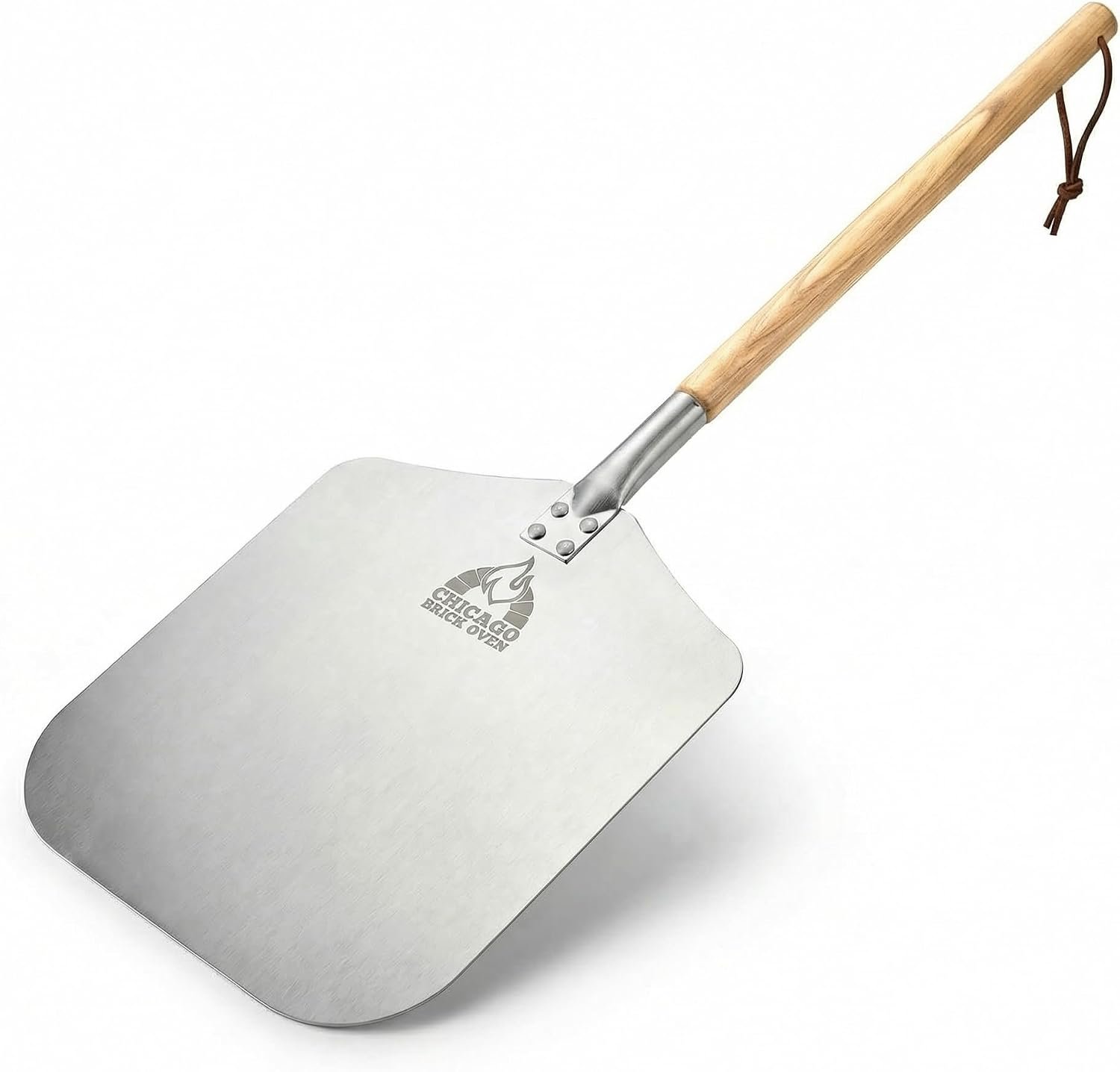 Chicago Brick Oven Pizza Peel, 12″ x 14″ Aluminum Pizza Paddle, 35.5″ Long Pizza Shovel with 21″ Detachable Wooden Handle