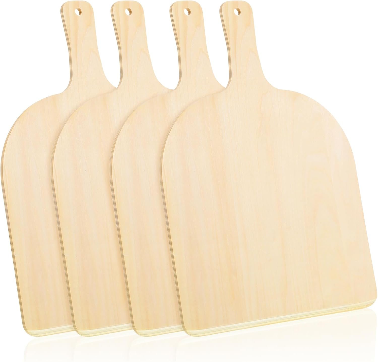 4 Pcs Wood Pizza Peel 12 Inch Pizza Paddle Spatula with Wood Handle for Oven, Stone, Pan or Grill, Large Pizzas Paddle Set for Transferring Pizzas