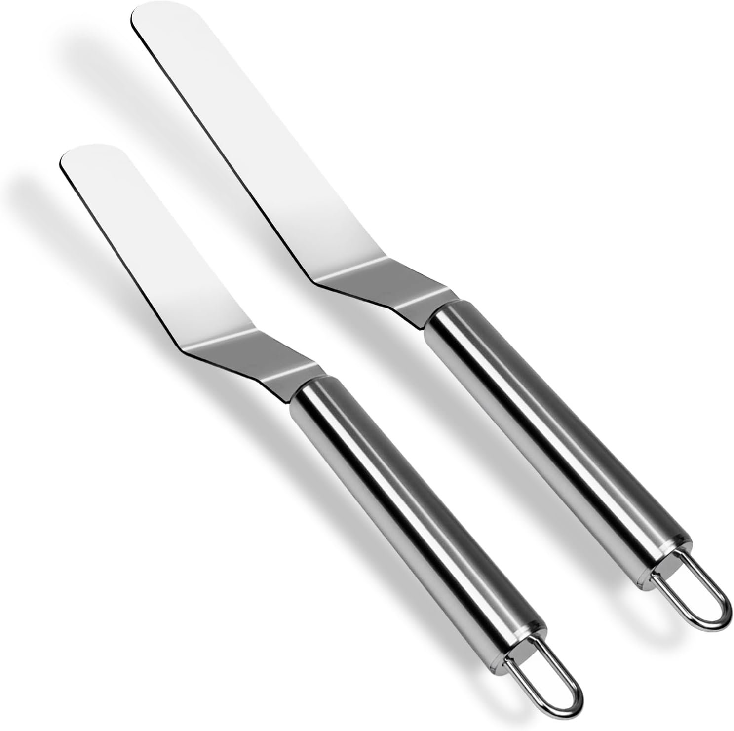 2 Pcs Offset Spatula Set with 6″ & 8″ Blade, Stainless Steel Icing Spatula Cake Decorating Tools Frosting Smoother for Cake Decorating, Baking