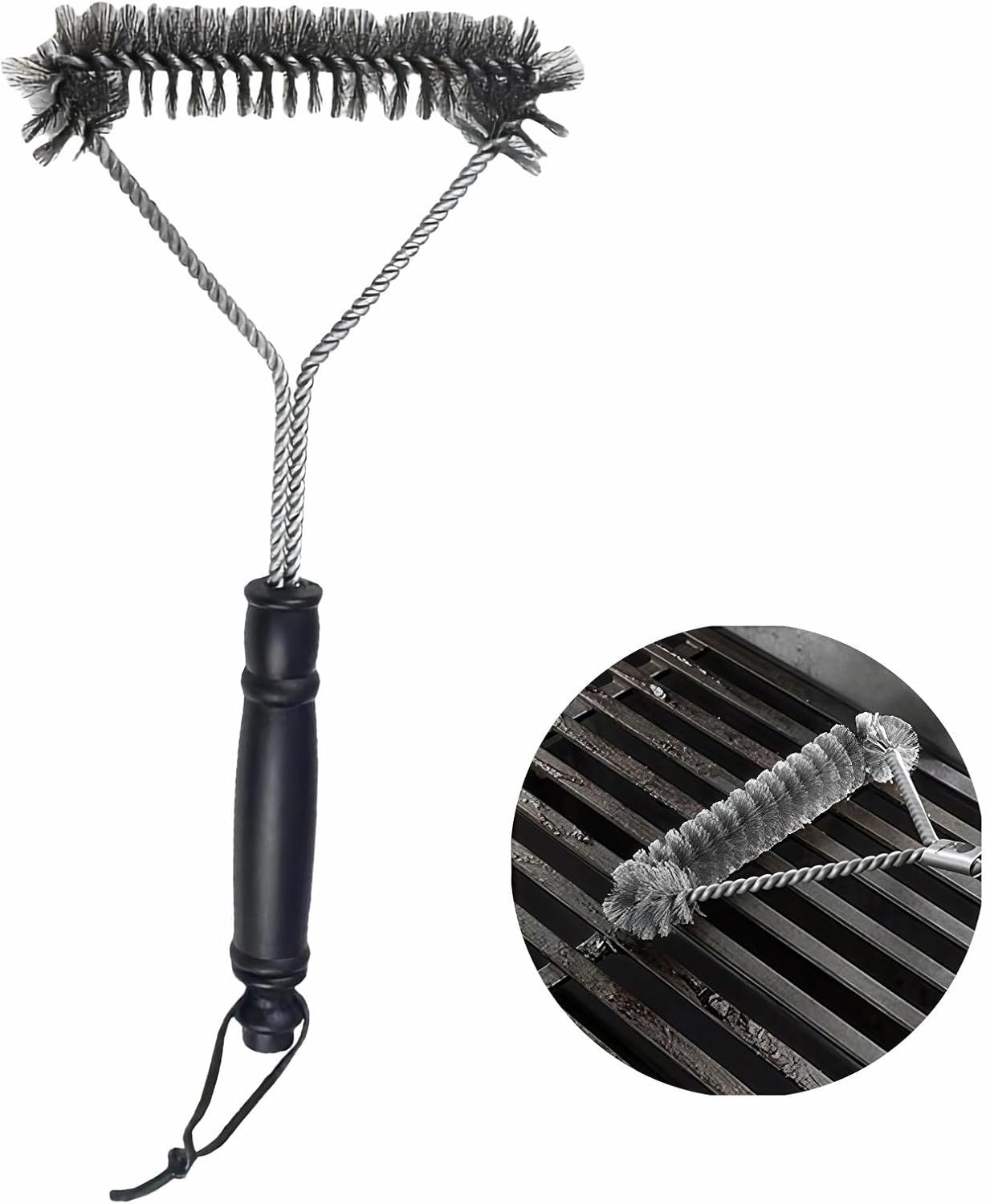 BBQ Bristles Grill Brush 12 Inch Heavy Duty Stainless Steel, Y Shape BBQ Brush with Long Handle & Extra Wide Head – Grill Cleaning Tool