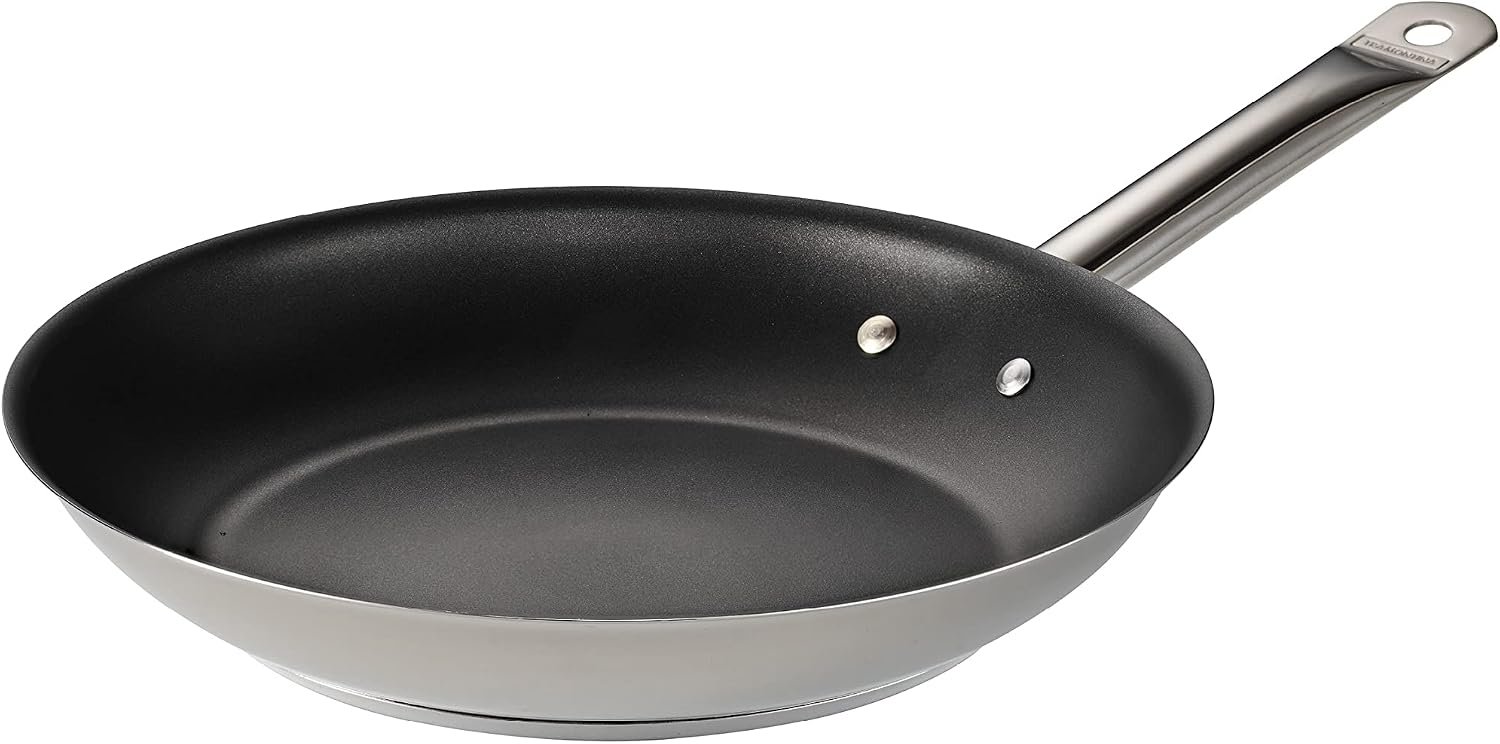 Tramontina Tri-Ply Base Stainless Steel 12-Inch Non Stick Large Frying Pan | Skillet with Reinforced Nonstick Coating, Dishwasher and Oven Safe