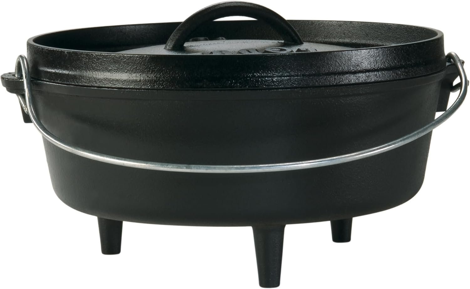 Lodge Seasoned Cast Iron Camp Dutch Oven with Lid – 4 Quart – Dual Handles – Seasoned Cast Iron Cookware with Steel Handle & Strong Lid for Heavy- Duty Camping Cookware