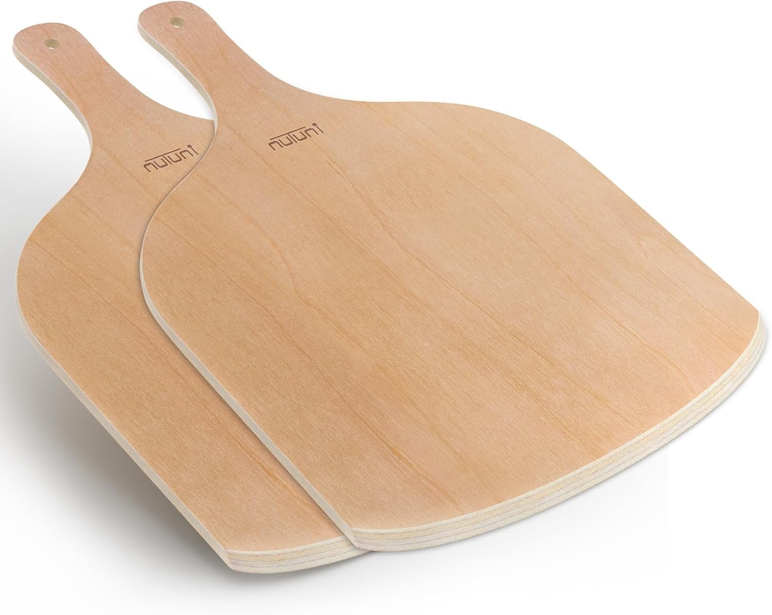 2 Pack Wooden Pizza Peel, 12 inch Large Pizza Paddle Set for Oven, Stone, Pan or Grill, Spatula for Baking Bread and Cake – Indoor & Outdoor