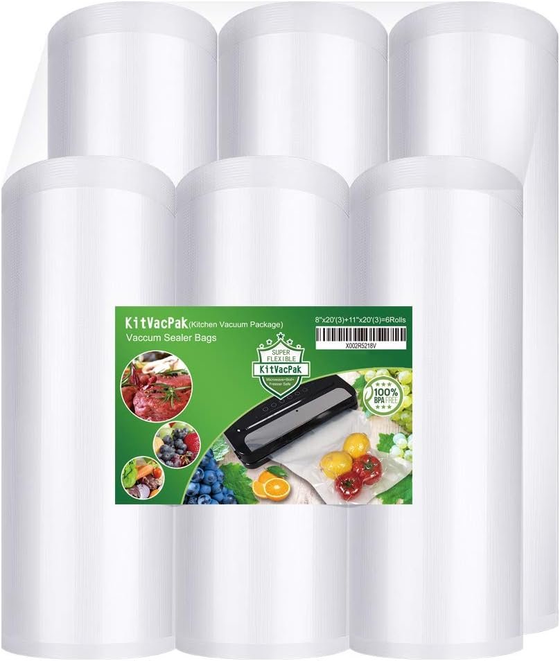 6 Rolls 8″&11″x20′ Vacuum Sealer Rolls BPA Free Sous Vide Storage