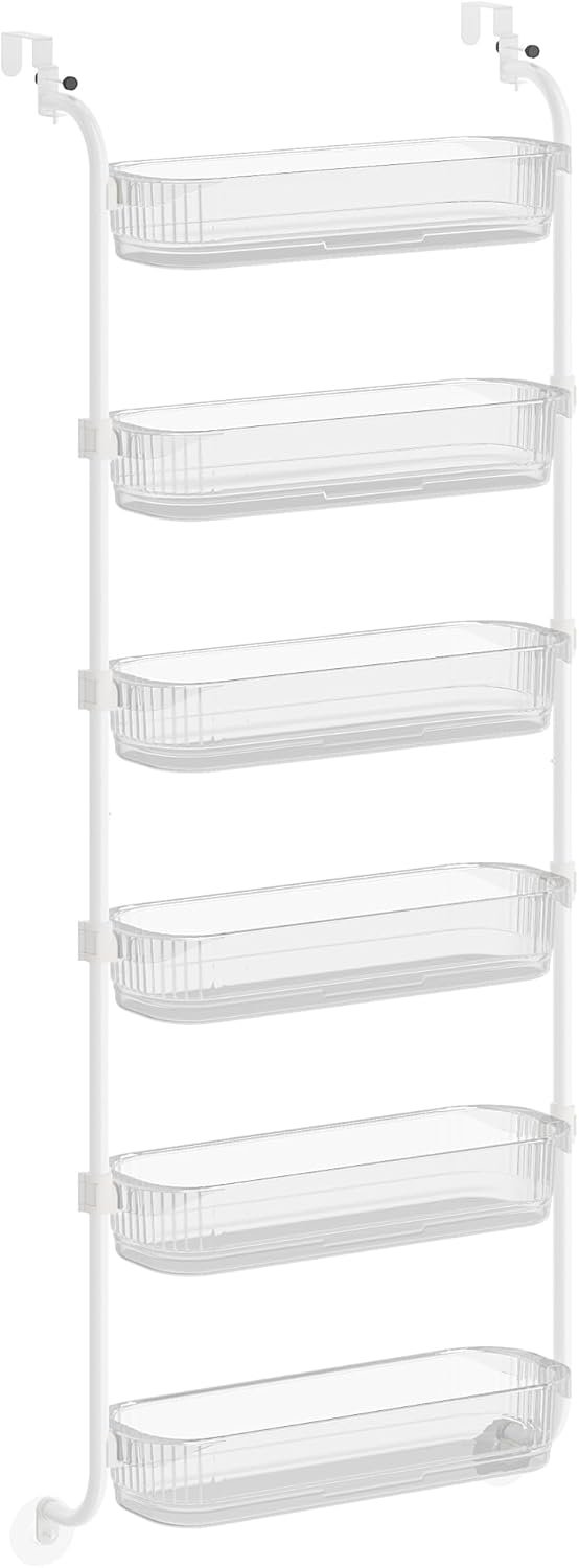 SONGMICS 6 Tier Pull Out Spice Rack for inside Cabinets, Steel | Spice Organizer, Slide Out Cabinet Organizer, PET Plastic, Matte White, GLORA Collection UKCS046WG01