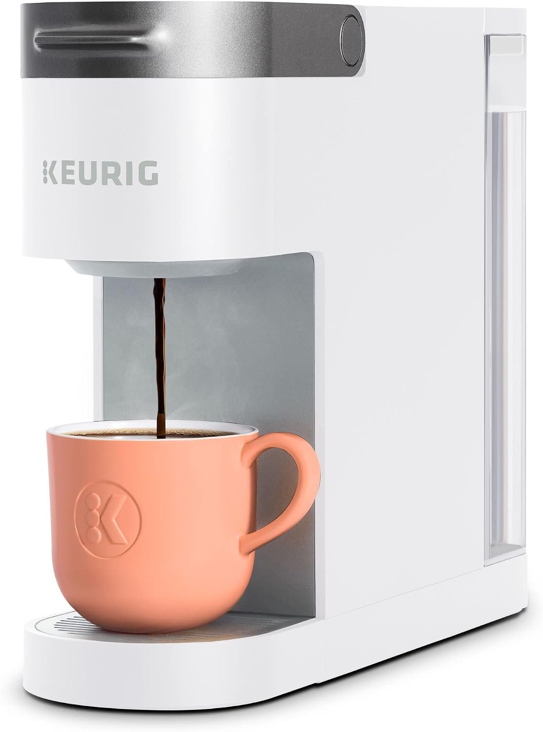 Keurig K-Slim Single Serve K-Cup Pod Coffee Maker, Multistream Technology, 3 Brew Sizes, Slim and Sleek Design, 46oz Removable Reservoir, White | Multistream Technology, 3 Brew Sizes, Sleek Design, Removable Reservoir