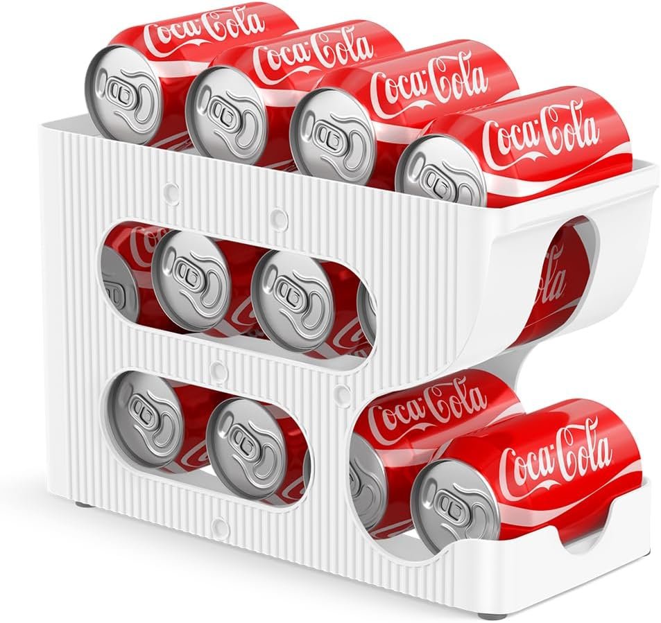 FIFO Soda Can Organizer for Pantry or Fridge, Holds 12 Cans | 1-Pack Automatic Rolling Drink Organizer for Fridge, Space-Saving Pop Can Dispenser/Holder/Storage/Container for Refrigerator