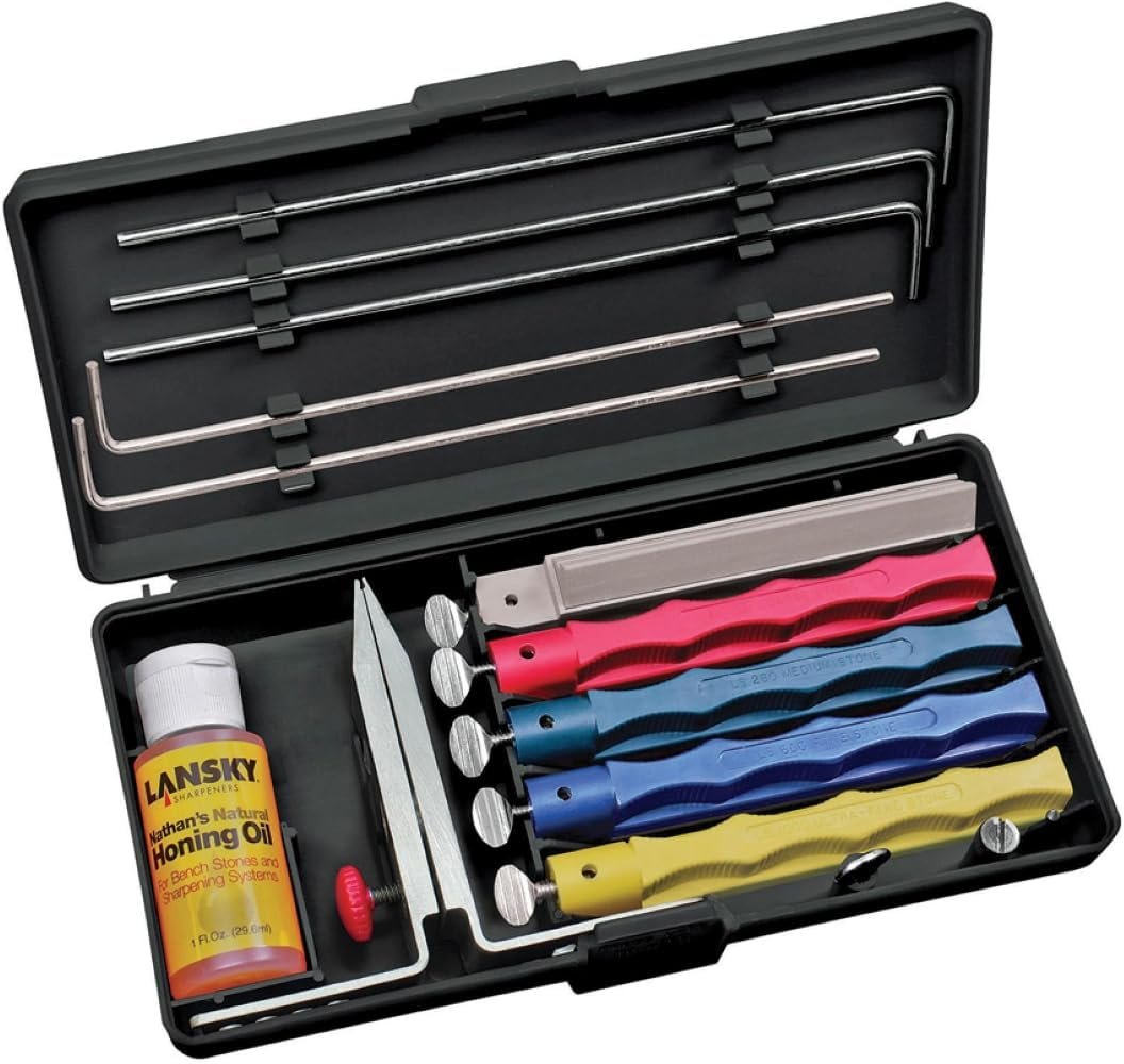 Lansky Professional Sharpening System with Coarse, Medium, Ultra Fine, and Serrated Medium Hones | Coarse, medium, ultra-fine and serrated hones
