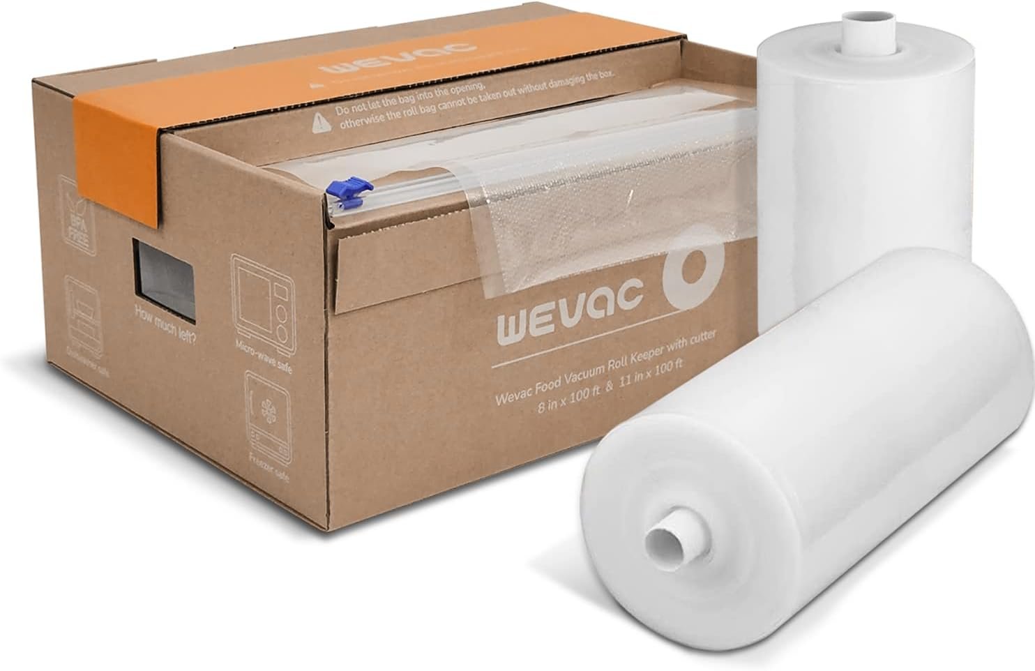 Wevac Vacuum Sealer Bags for Food, 8″x100′ & 11″x100′ Rolls with Cutter Box | BPA free, Commercial Grade, Heavy Duty, Freezer Safe, Sous Vide, Meal Prep, Meat & fish, Compatible with FoodSaver Sealers