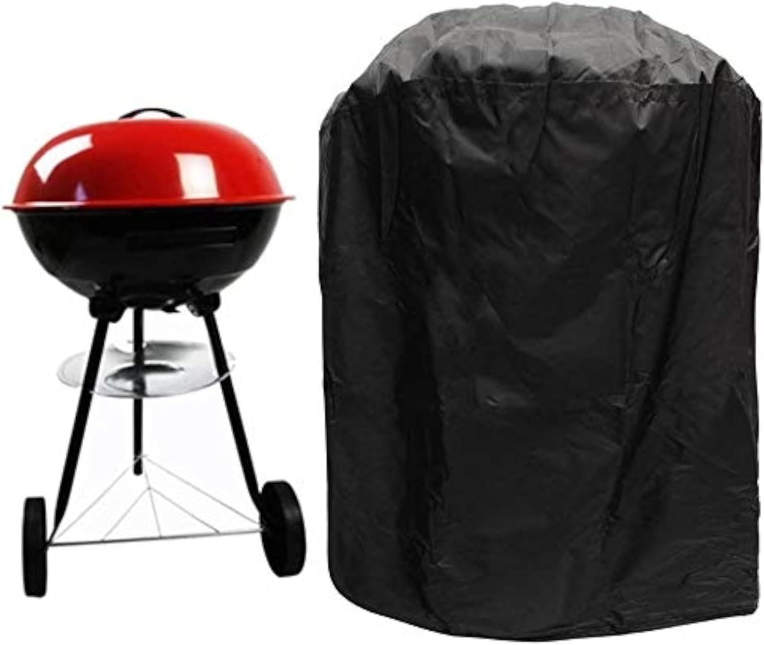 Kettle Charcoal Grill Cover for Weber 22 Inch Waterproof Fade Resistant | 22.8″Dia X 31.4″H weatherproof cover fits Weber round kettle charcoal grills, outdoor BBQ grill cover with storage pouch