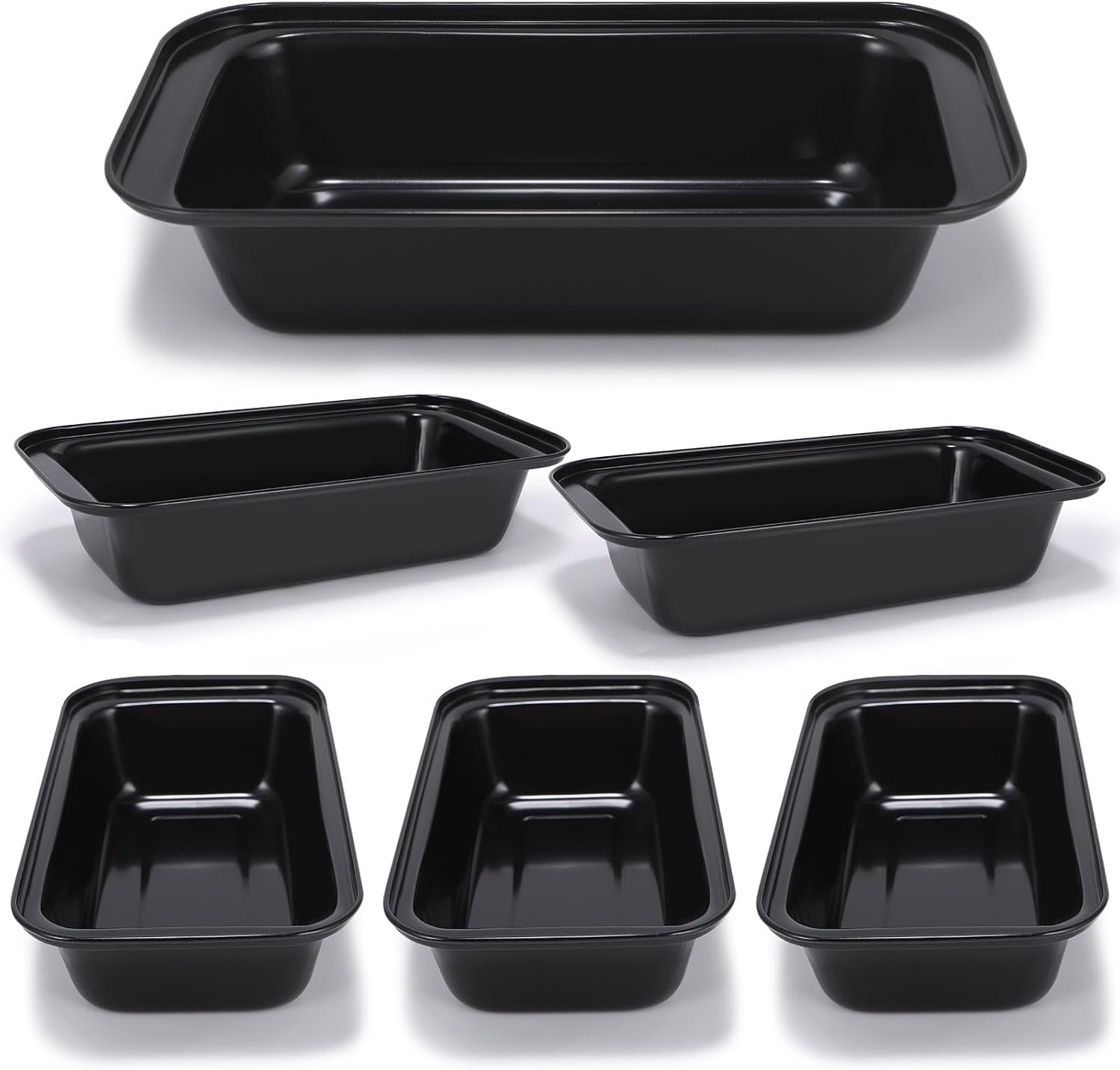 Yoehka 6 Pack Bread Pan Set, Non-Stick 8×4 Carbon Steel Loaf Pans, Black | Baking Homemade Bread, Sourdough, Brownies, Cake, Rectangle Baking Pans