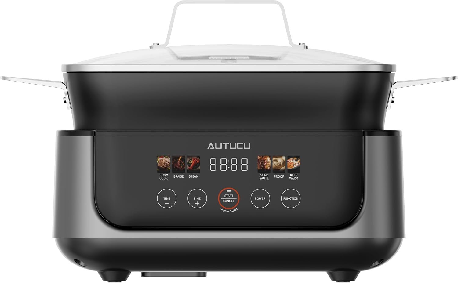 Slow Cooker 7 Quart | Programmable Multi-Cooker PFOA-Free Ceramic Coating, Steamer, Sear sauté, Warm Function (Includes Silicone Spoon)