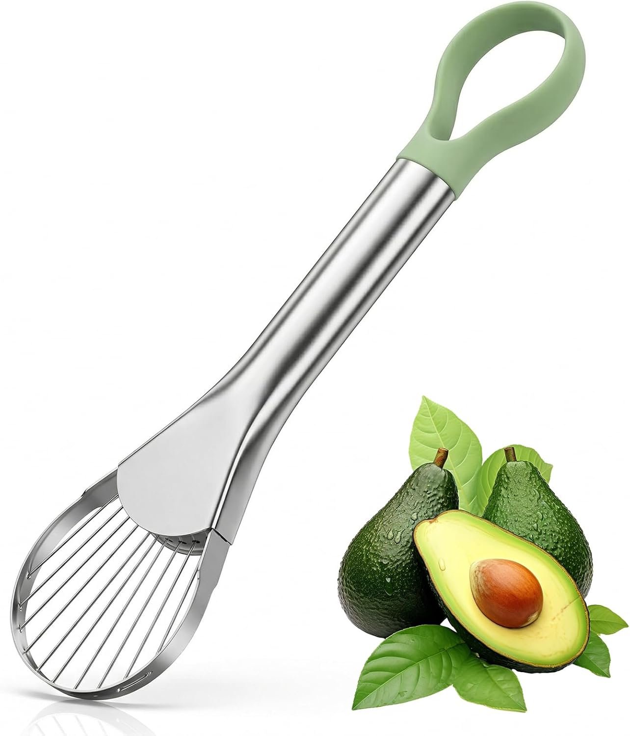 Avocado Cutter Tool 2 in 1 Pitter Slicer | For Slicing and Pitting Avocados, Food Grade Stainless Steel and Nylon, Ergonomic Handle, Dishwasher Safe Fruit Tool