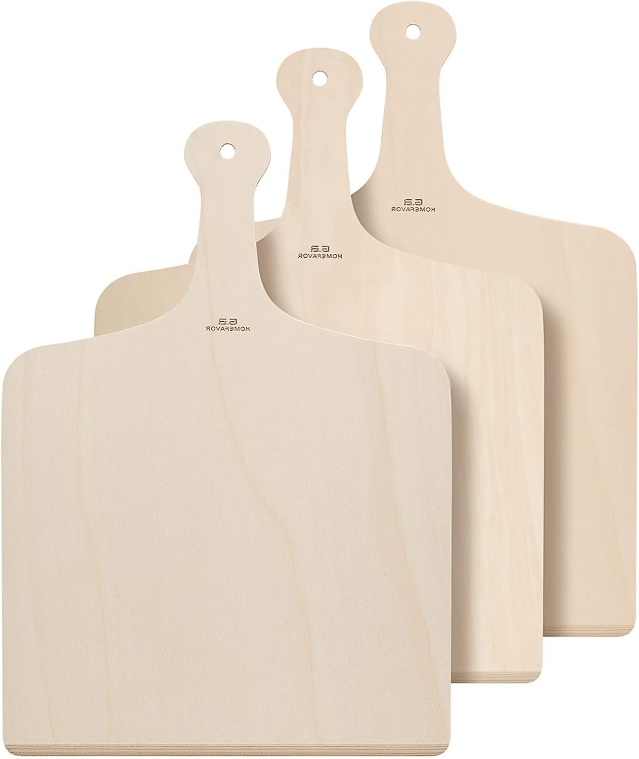 G.a HOMEFAVOR Wooden Pizza Peel, 3 Pack, 12 x 16 Inch | 3-Piece, Beech Wood, with Ergonomic Handle, Wood Pizza Spatula, for Pizza Baking & Transferring, for Oven, Kitchen