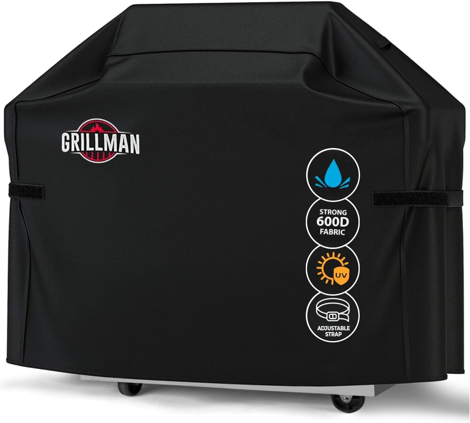 Grill Cover, BBQ Outdoor Grill Covers, Charcoal, Gas Grills, Waterproof, Rip-Proof, Weather-Resistant, Anti-UV, Barbecue Cover for Weber, Genesis, Charbroil, Nexgrill, etc (Black, 58 Inch) | Waterproof, Rip-Proof Fabric, Weather & UV Resistant, Fade Resistant, Adjustable Straps, Secure Fit for Outdoor Grills