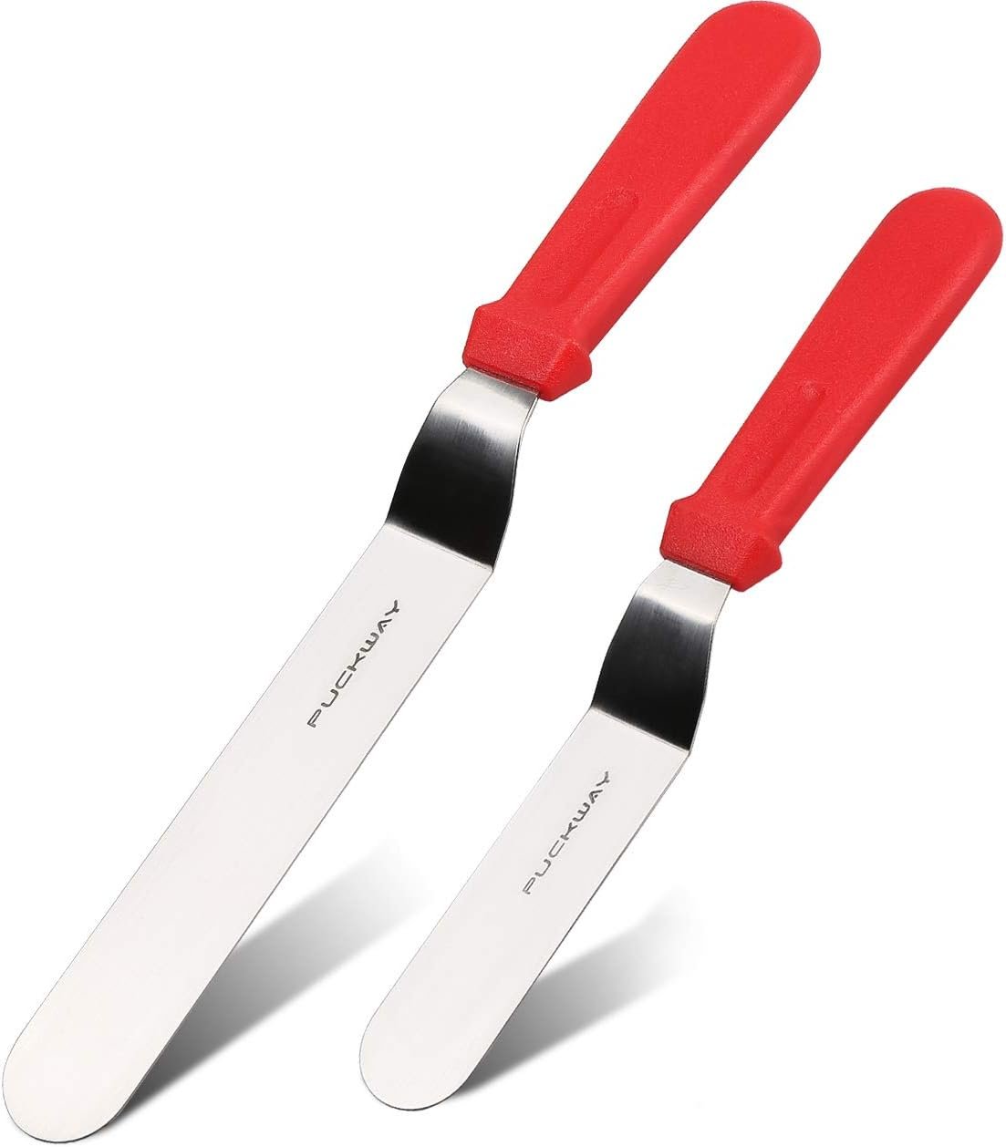 Angled Icing Spatula, Stainless Steel Offset Spatula, Cake Spatula Set of 2 Red 6″ & 8″