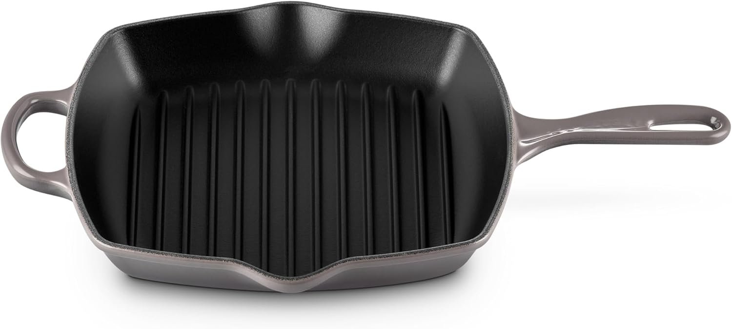 Le Creuset Enameled Cast Iron Square Skillet Grill, 10.25″, Oyster