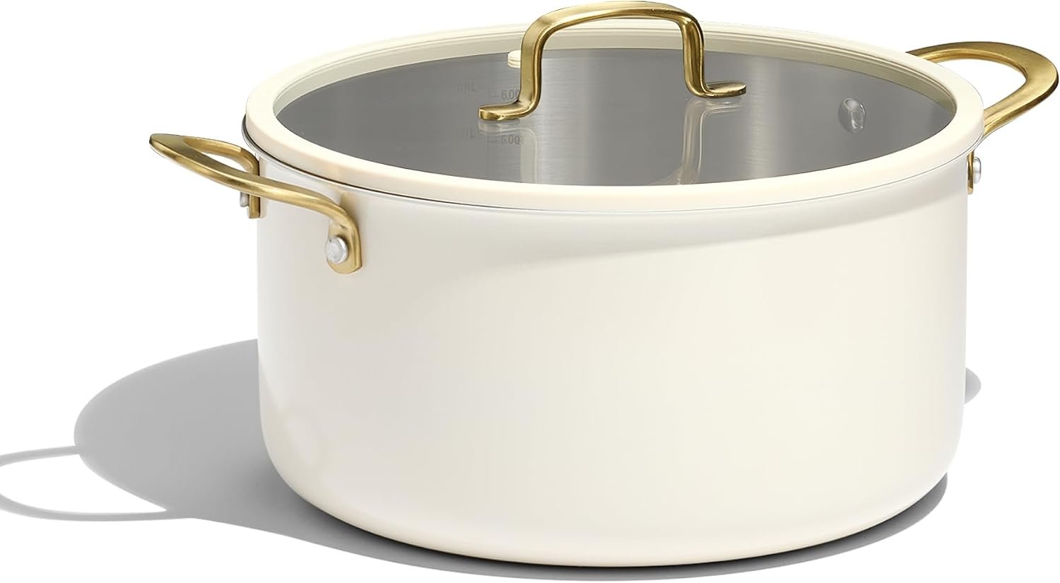 CAROTE 8QT Full Clad Tri Ply Stainless Steel Stock Pot with Lid | All Stoves Compatible, Oven & Dishwasher Safe, Stay Cool Handle, White, Cookware for Simmer
