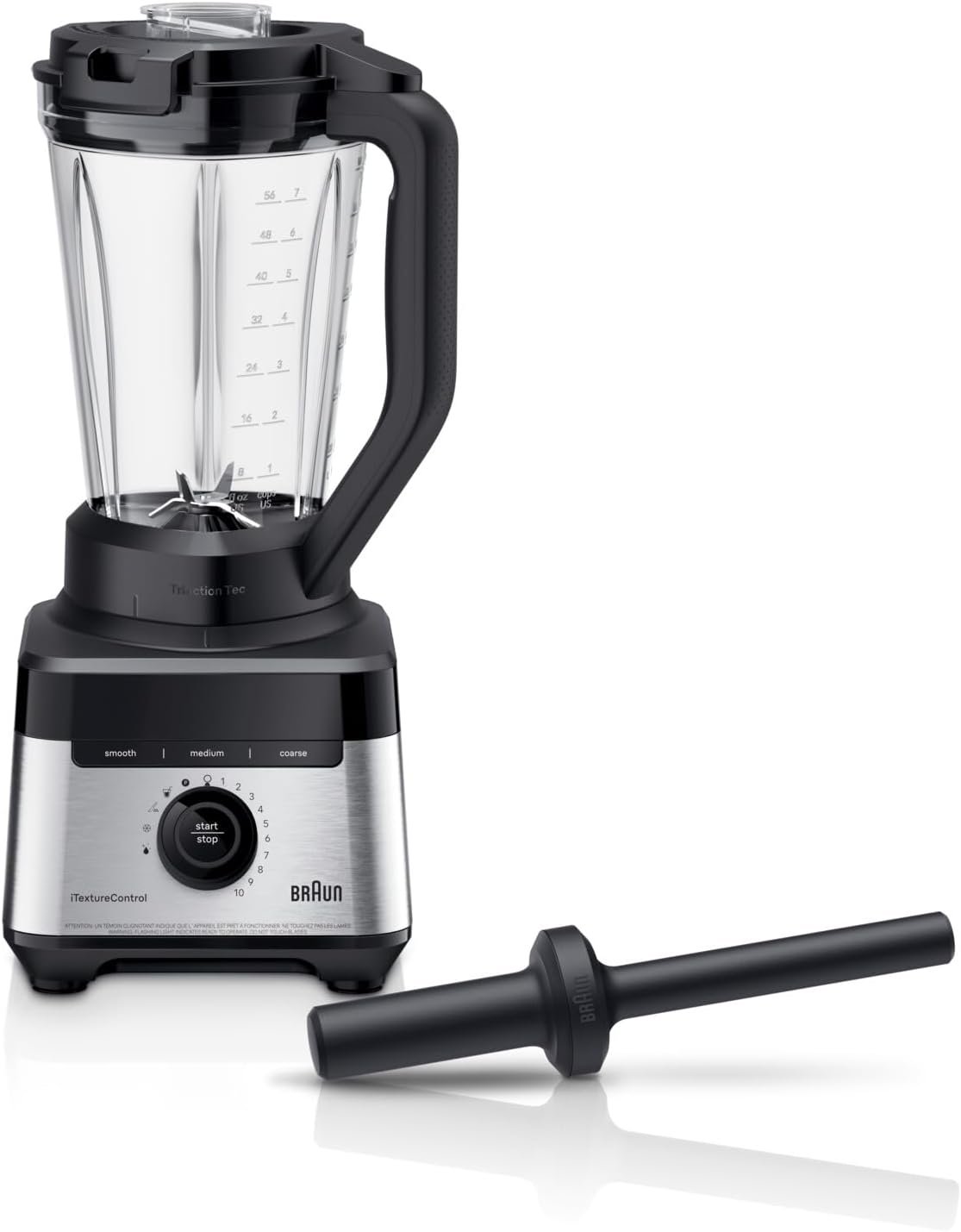 Braun TriForce 1200W Countertop Blender, 10-Speed, 3 Texture Settings | 10 Speeds and Pulse, Triangular Jug for Faster Blending, 3 Texture Options, 18 Different Settings, Stainless Steel Blades