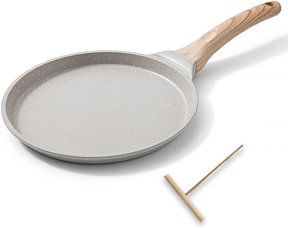 8 inch Crepe Pan, Nonstick Pan for Crepes Omelette Tortillas,White | Dosa Tawa Tortilla Pan, Griddle Pancake Pan for Roti Indian, Induction Compatible