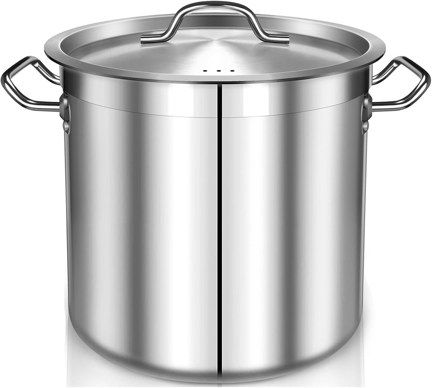 Stock Pot 20 Quart – Stainless Steel Stock Pot with Lid – Heavy-Duty Cooking Pot for Soup, Stew, Pasta – Commercial & Home Use, Induction Compatible – 5 Gallon