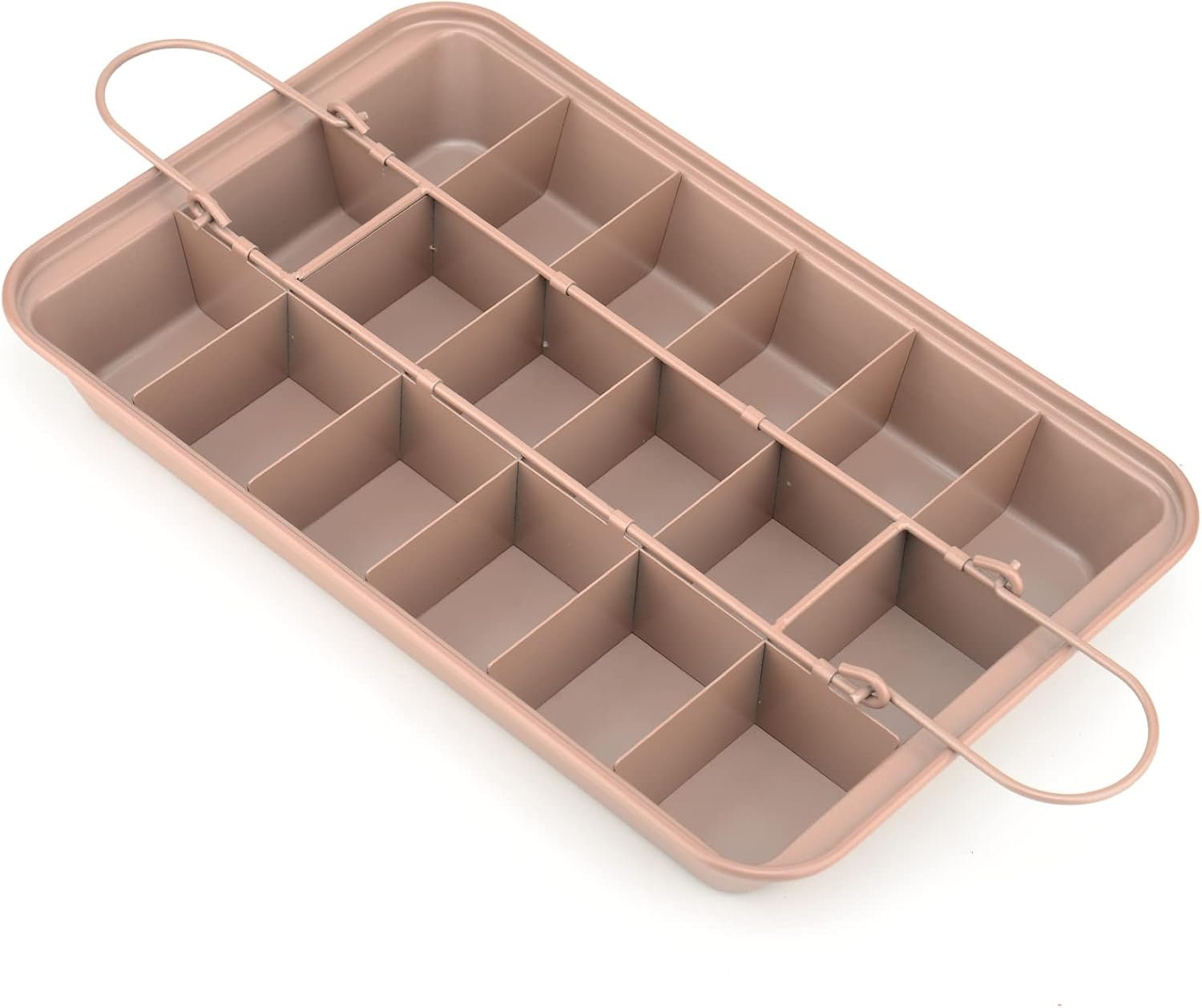 Brownie Pan with Dividers Brownie Baking Pan with Built-in Slicer Apricot | 12.4″ x 8″ Non-Stick Carbon Steel Makes 18 Pre-cut Crispy Edge Brownies,Bakeware for Fudges, Cakes & Pizzas
