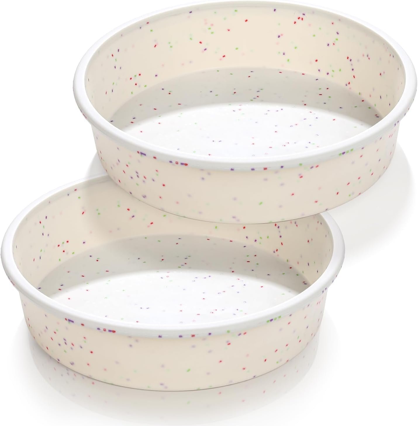 Vinino 8 Inch Silicone Round Cake Pan, Set of 2 | Ideal for Birthday Cakes, Multi Layer Baking and Homemade Desserts, Flexible Design for Easy Storage
