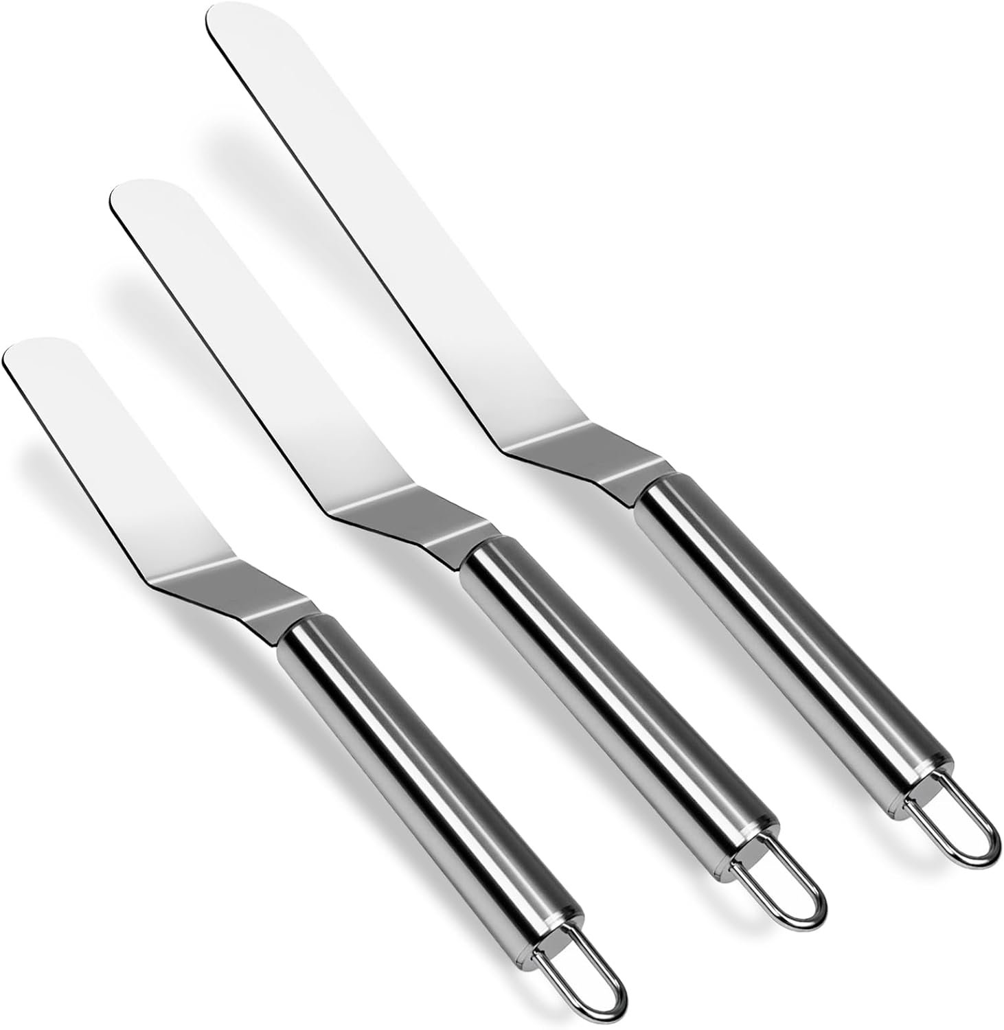 3 Pcs Offset Spatula Set with 6″, 8″ & 10″ Blade, Stainless Steel Icing Spatula Cake Decorating Tools Frosting Smoother for Cake Decorating, Baking