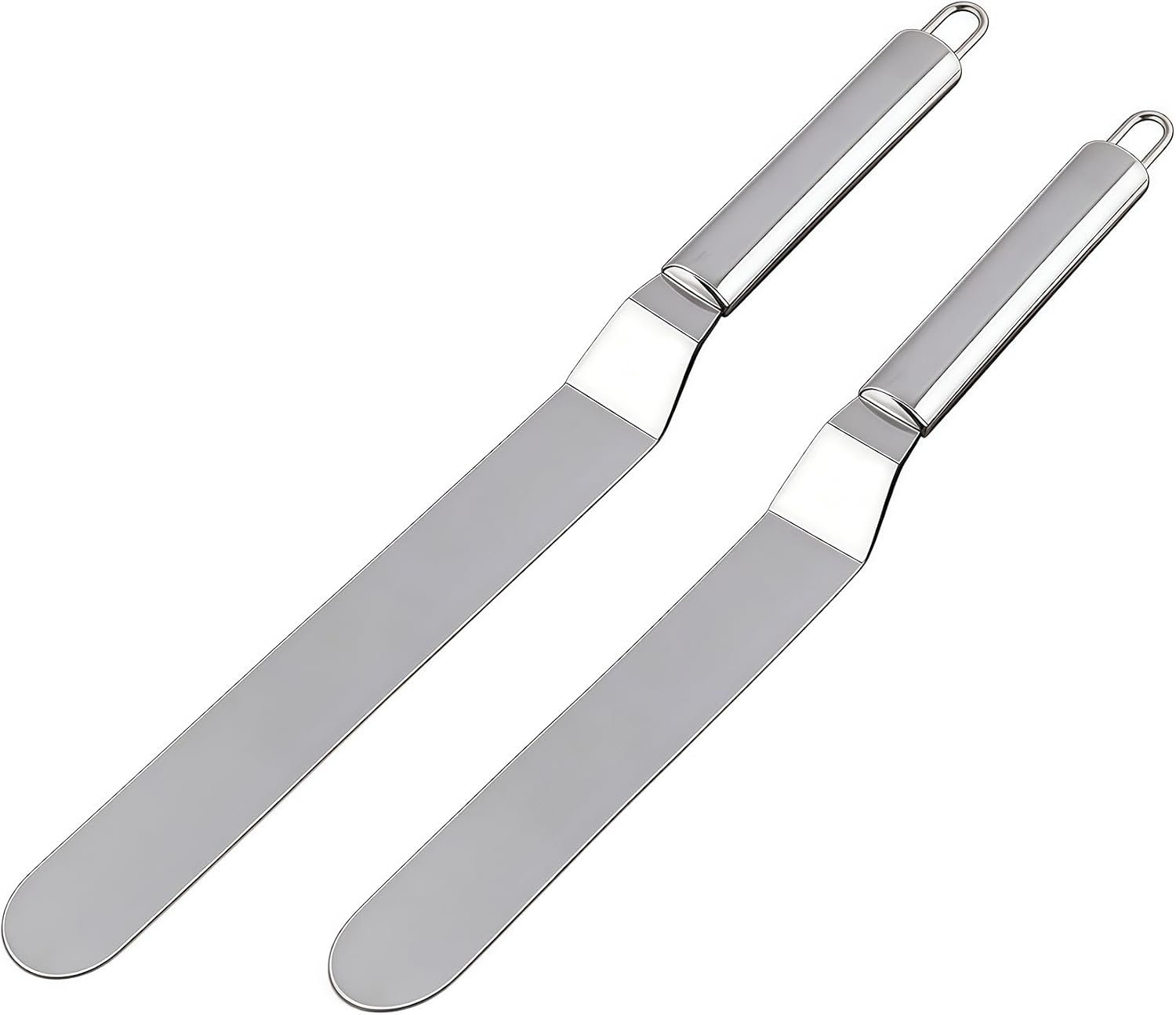 Offset Spatula Set – 2Pcs 6″ & 8″ Stainless Steel Icing Frosting Smoother – Cake Decorating Tools for Cake Decorating, Baking