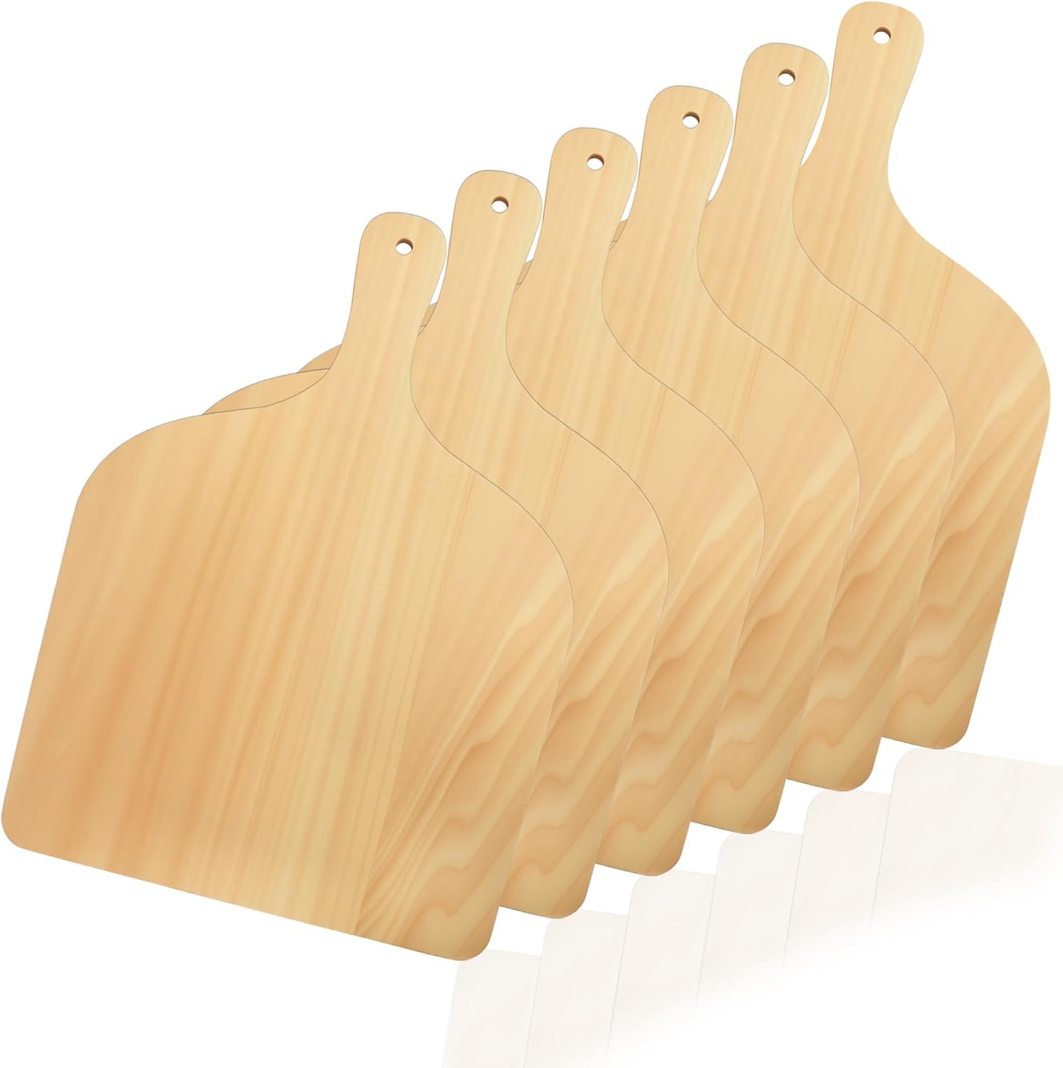 6 Pack Wood Pizza Peel 12 Inch Pizzas Paddle Spatula Large Pizza Paddle Wooden Pizzas Serving Board with Handle for Kitchen Transferring Pizzas Vegetables Bread Party