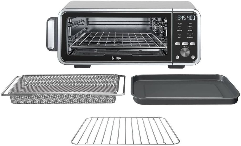 Ninja FT405CO 10-in-1 Digital Air Fry Oven with Extra Large Capacity, Flip Up and Away, Stainless Steel Body, and Temperature Control (Renewed) | Extra-large capacity, flip-away storage, stainless steel body, temperature control
