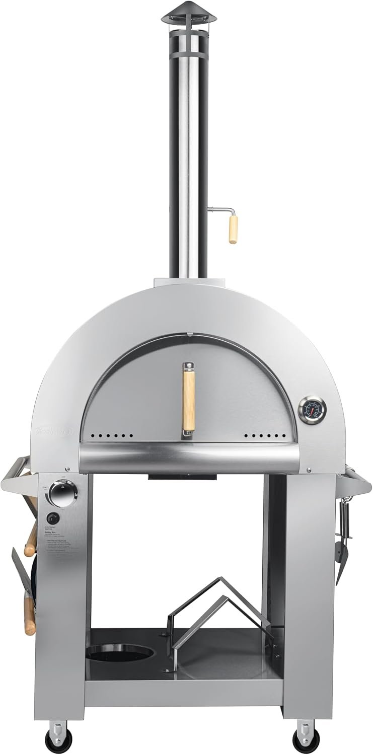 KoolMore 32 in. Outdoor Propane Gas and Wood fired Pizza Oven in Stainless-Steel